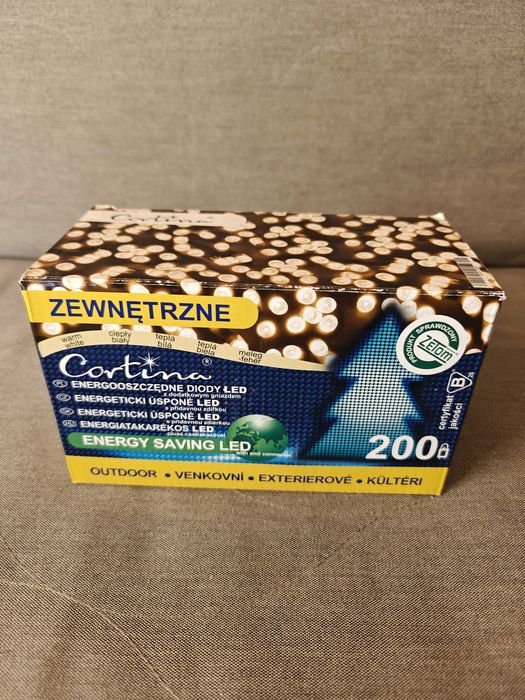 Cortina lampki choinkowe 200 LED zewnętrzne świąteczne ciepły biały