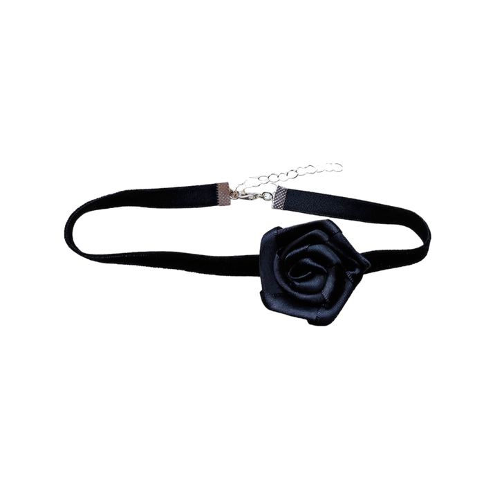 Nowy, czarny aksamitny choker z różą y2k trendy pinterest 90s ballet