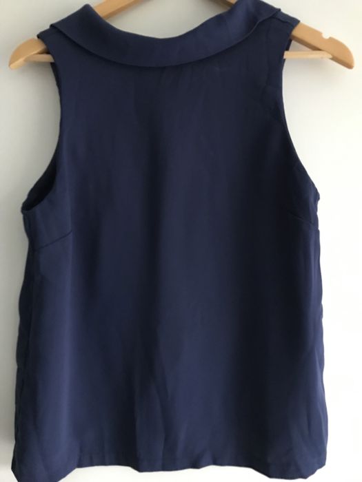 Top Shop granatowa bluzka 40 kolnierz