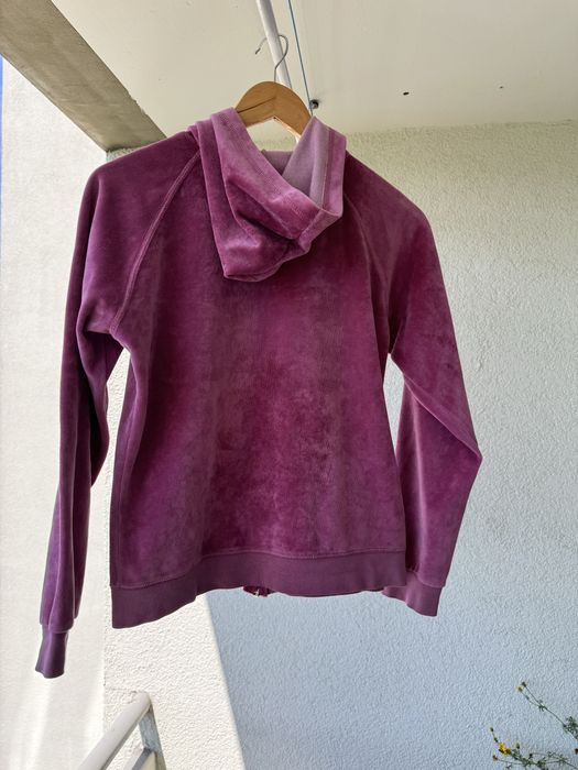 Bluza welurowa zapinana na suwak z kapturem, S/M