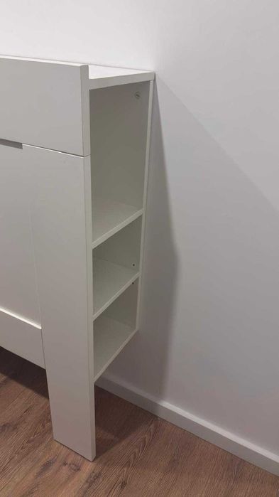 Cabeceira de cama com arrumação, branco, 160 cm · Como novo