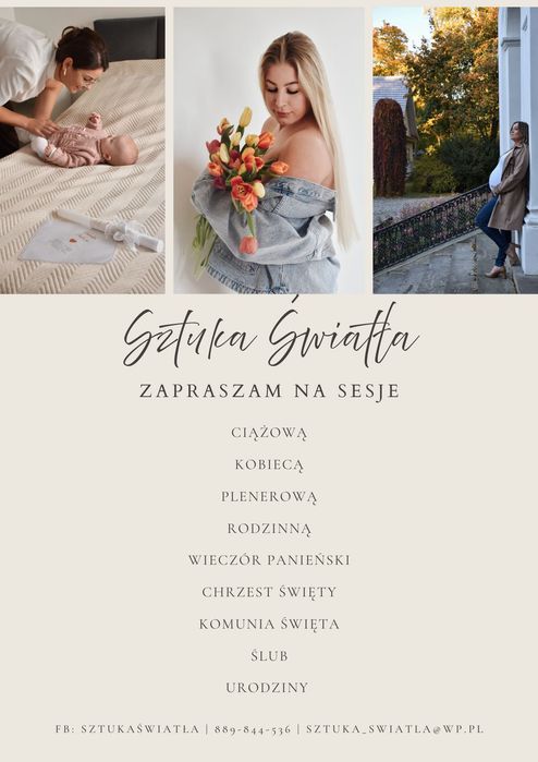 FOTOGRAF okolicznościowy | ciążowy | rodzinny l chrzest l komunia