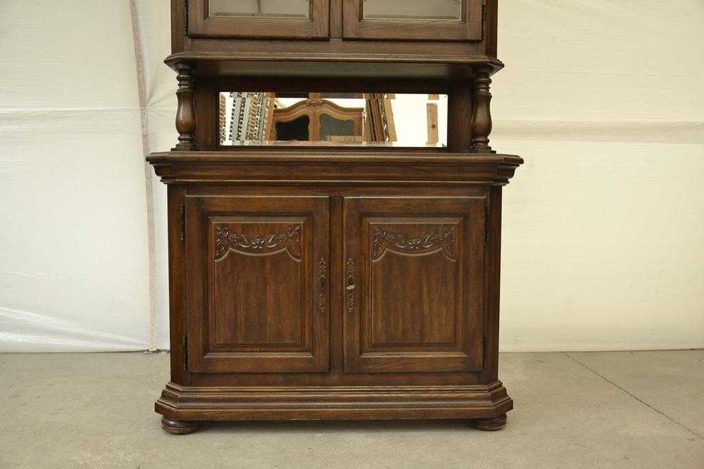 stylowy dębowy kredens witryna