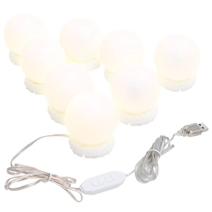 Vidaxl Lustro Ścienne Z Lampkami Led, Bez Ramy, Okrągłe, Szklane