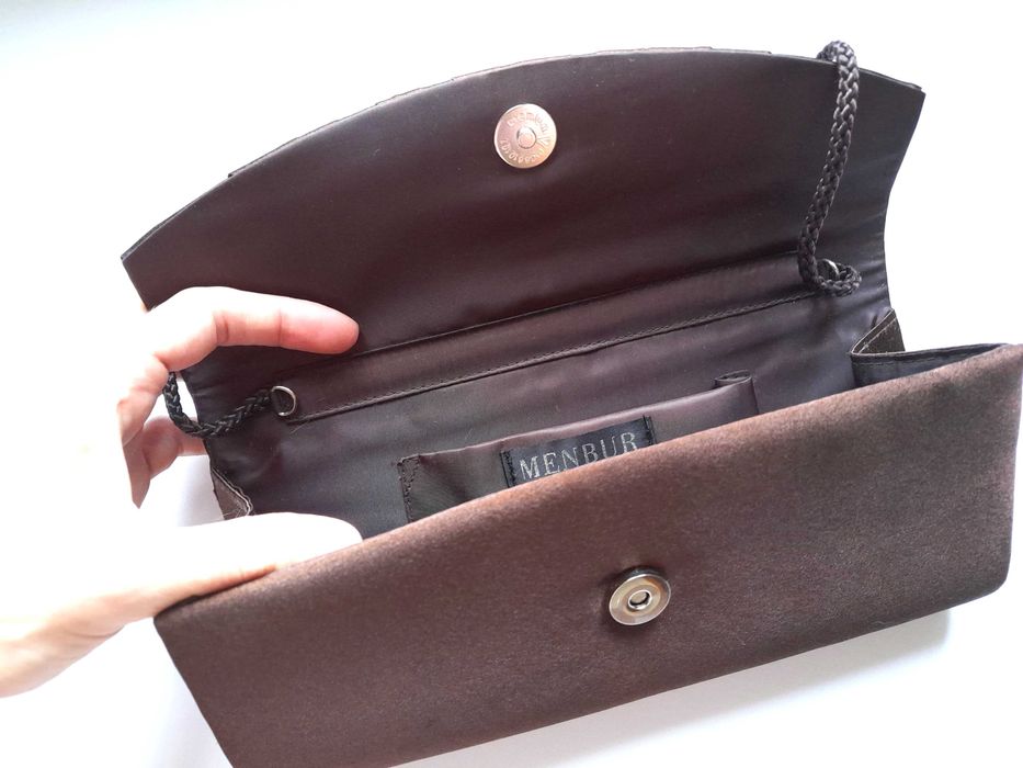 Mala clutch castanha de casamento, bolsa pochette de festa