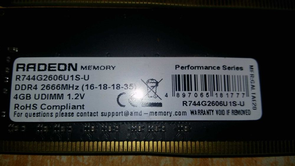 Оперативна пам'ять для ПК Radeon DDR4-4Gb 2666 MHz