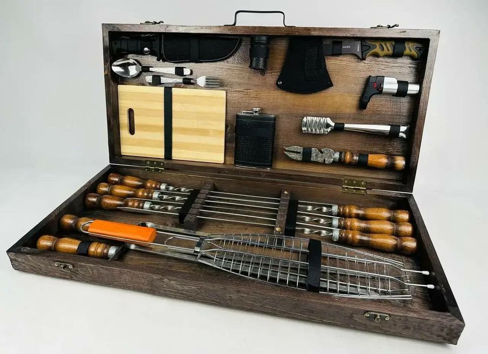 Набор шампуров в футляре кейсе на подарок мужчине парню мужу куму отцу