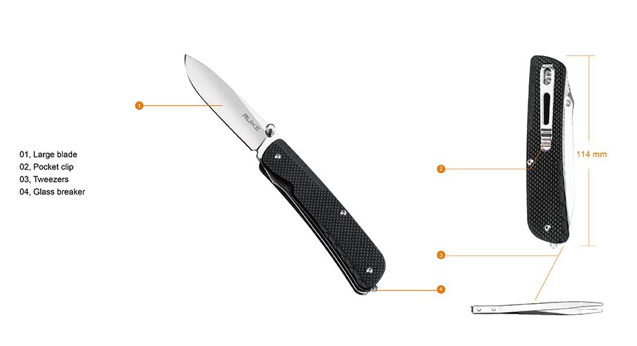 Scyzoryk Ruike LD11-B wielofunkcyjny, dł.199mm,  czarny (LD11-B)