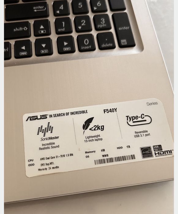 Laptop Asus F540Y – używany laptop w dobrym stanie