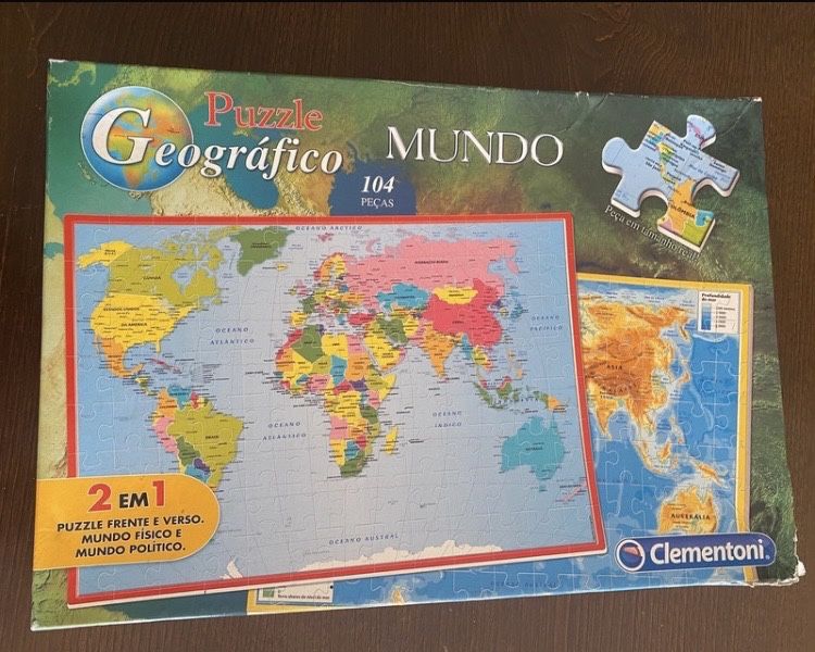 Puzzle Geográfico Mundo, 2 em 1