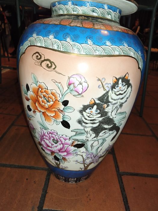 Vaso Monumental com Tampa Porcelana Chinesa Jingdezhen