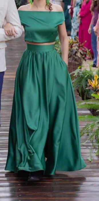 Set festa duas peças verde escuro