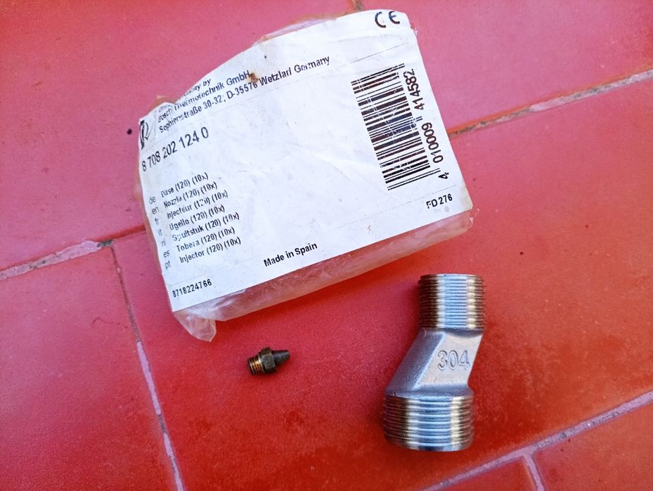 10 injetor (120 Original Bosch + conector redutor aço inoxidavel 304