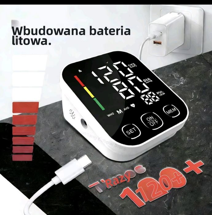 Nowy Ciśnieniomierz baterie lub ładowarka USB C