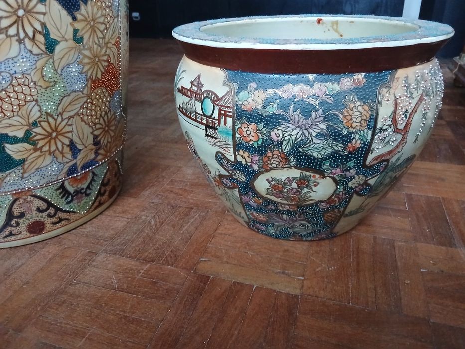 Pote chinês e vaso, muito bonito, anos 80.