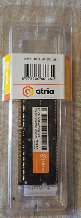 Оперативна пам'ять ATRIA 8GB DDR3L-1600 SO-DIMM Нова, запечатана