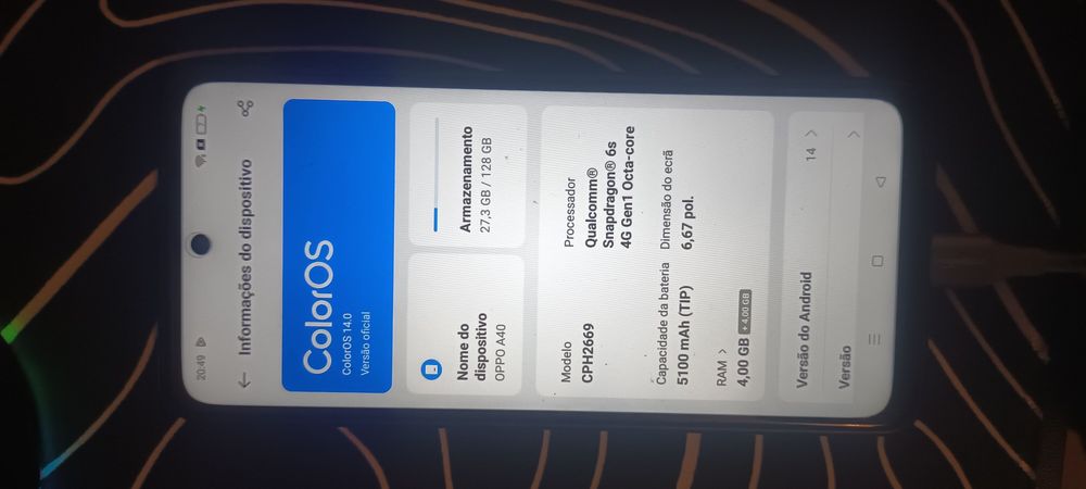 OPPO A40 128GB Preto - NOVO
