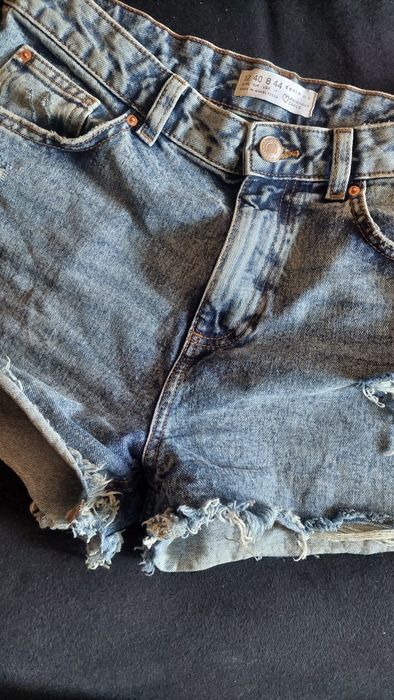Szorty Primark 40/L wysoki stan poszarpane jeans denim na lato