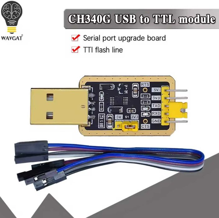 Преобразователь интерфейсов USB-TTL UART CH340G 5pin + кабель