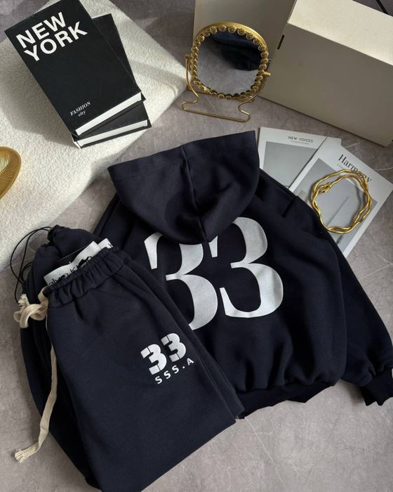 Теплий обʼємний жіночий костюм на флісі — худі на змійці + штани