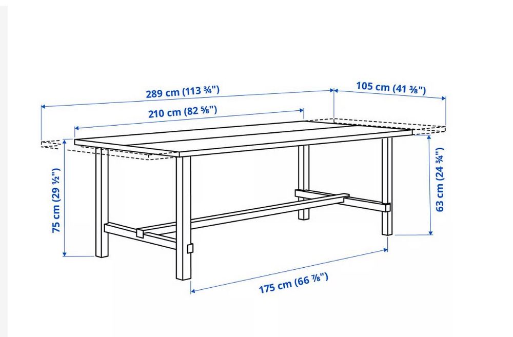 Mesa de refeição espaçosa e 8 cadeiras, Ikea NORDVIKEN, . A construção robusta. Como nova!