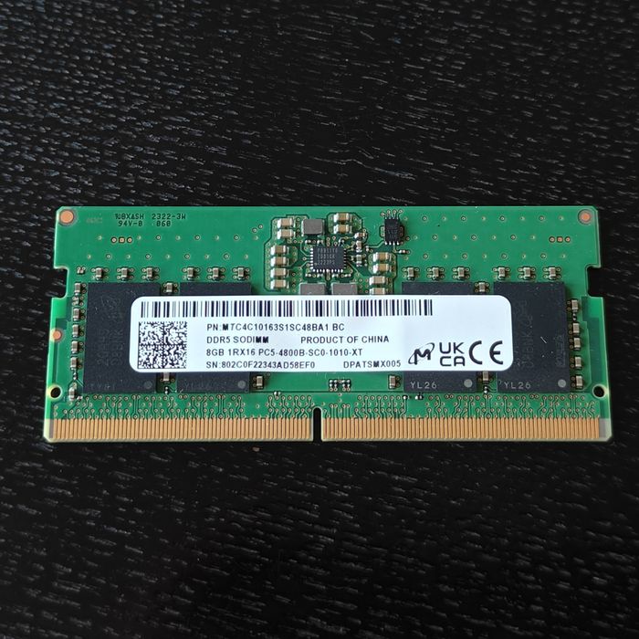 Micron 8 GB SO-DIMM DDR5 4800 MHz MTC4C10163S1SC48BA1