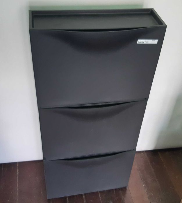 Sapateira Arrumação IKEA Trones Plástico Três Pretas Funcionais