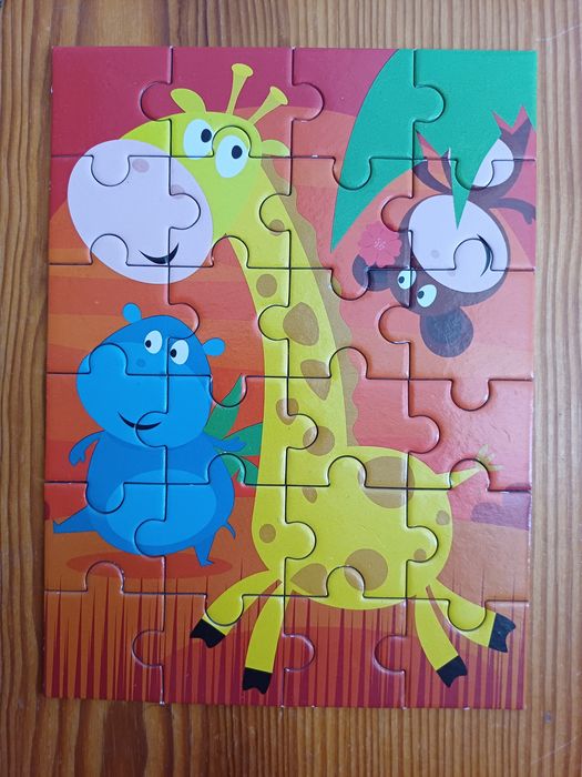 4 Puzzles coloridos 24 peças de animais