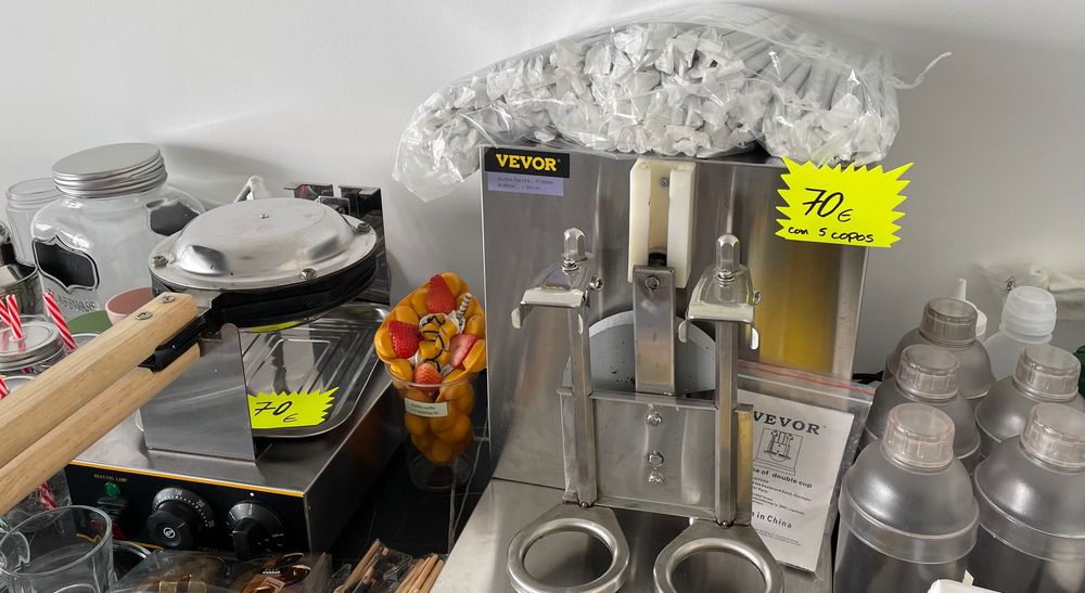 Máquina Bubble waffle e Shaker com 5 copos