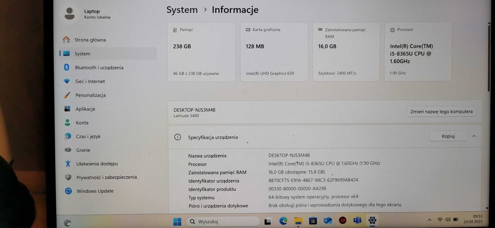 Dell Latitude 5400 i5-8365u\14"FHD Windows 11 Pro #00