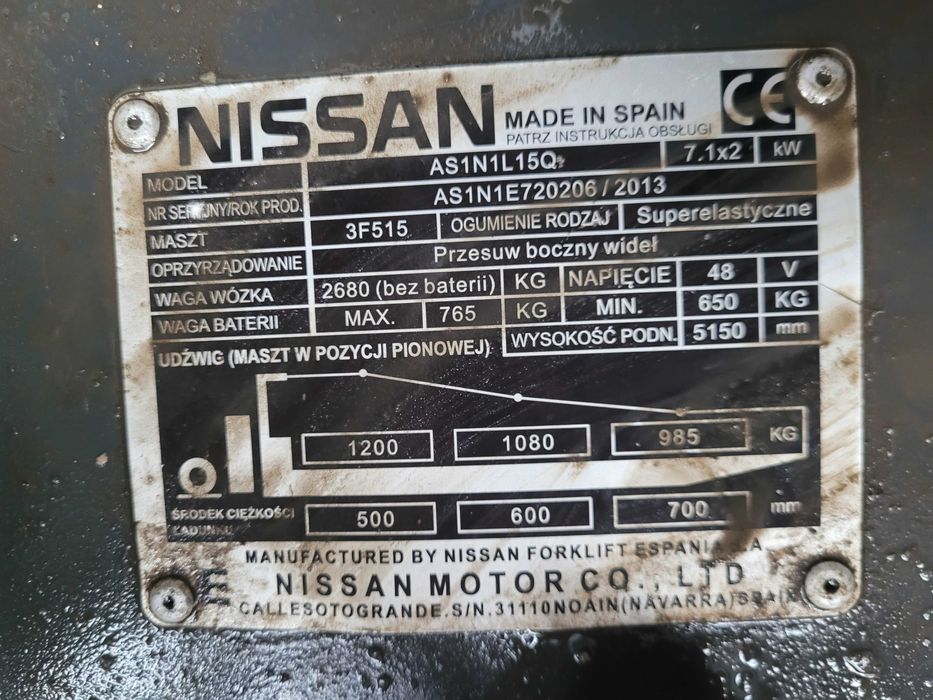 Wózek widłowy elektryczny Nissan Forklift