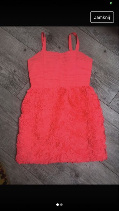 Super różowa neonowa sukienka H&M r. 164 XS