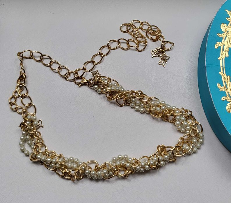 Anna Dello Russo pasek złoty , perły UNI