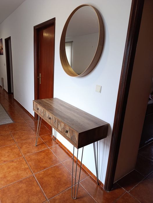 Conjunto espelho redondo e movel