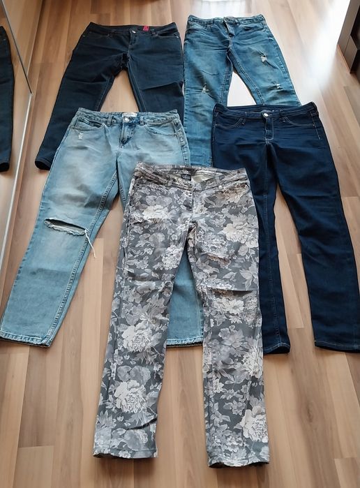 Zestaw 5 par markowych jeansów rozm. 38