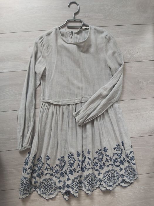 Szara sukienka haft zara 34 xs