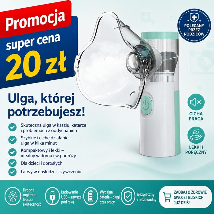 Profesjonalny Inhalator siateczkowy nebulizator medyczny przenośny