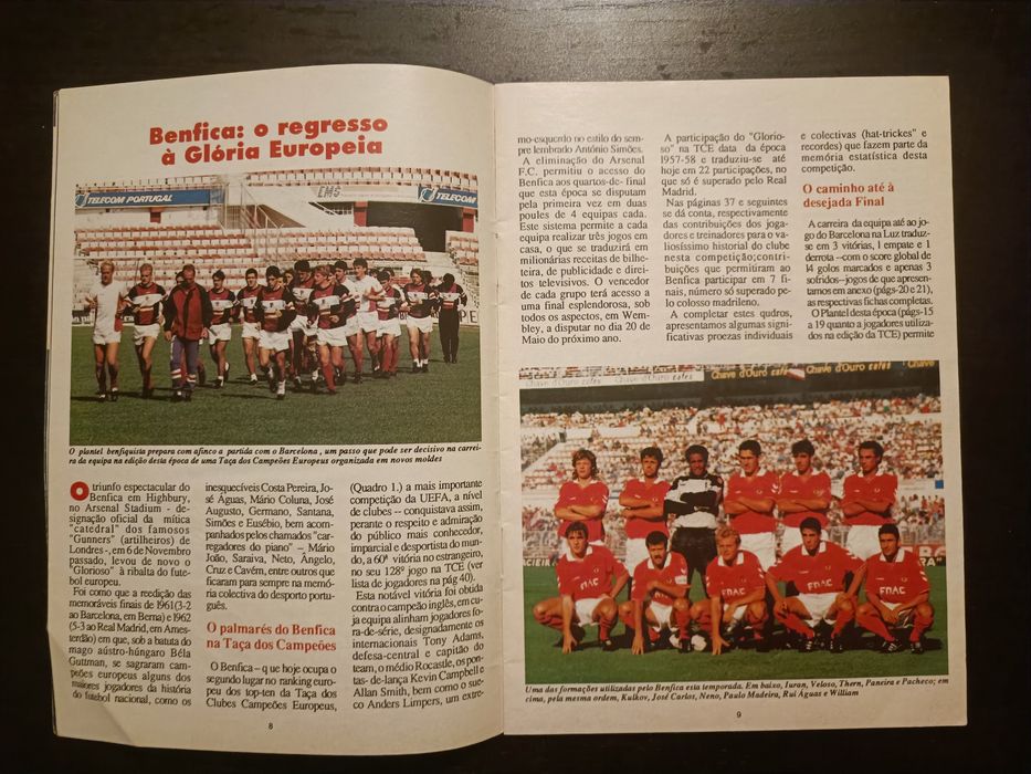 Revista guia dos campeões 1991 Benfica