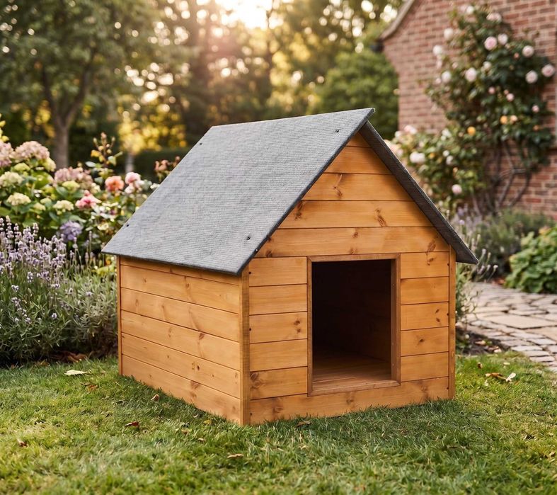 Nowa Buda Dla Dużego PSA PRODUKCJA Xxl Ocieplana Drewniana 122x99x104 Cm Dach Papa Teak