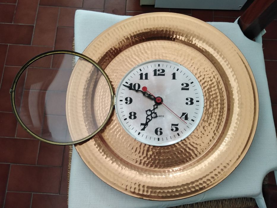 Relógio de Parede com Moldura em Cobre64861925753089126