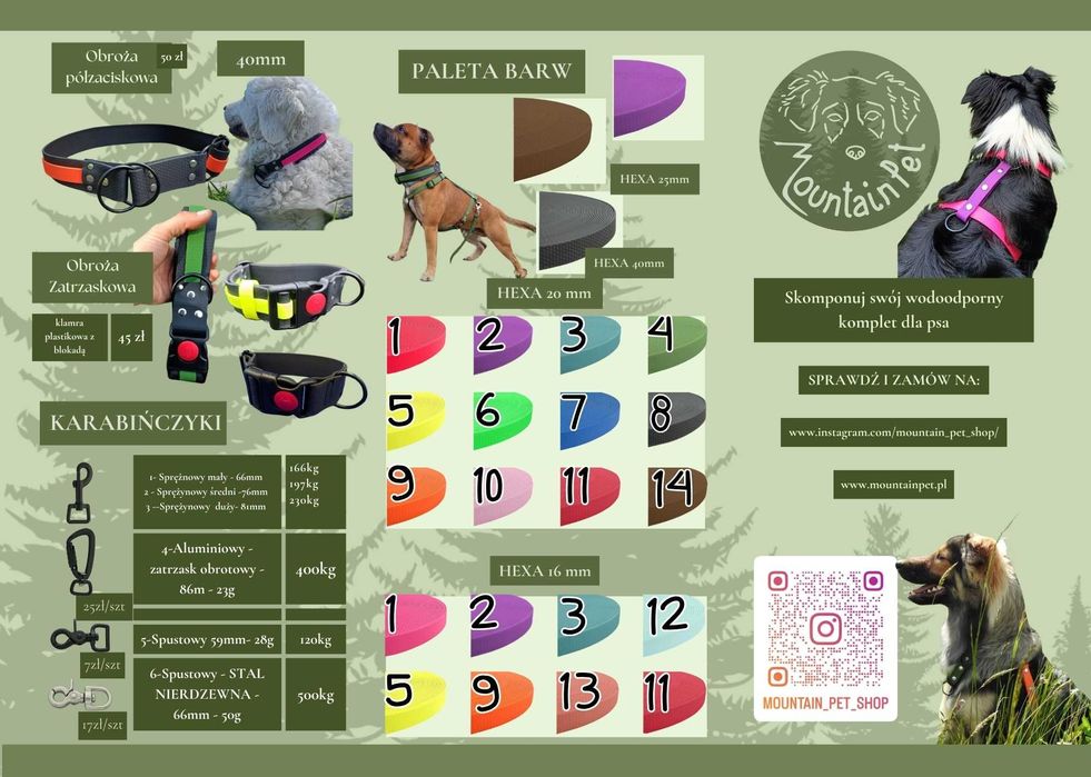 Linka treningowa dla psa 7m HEXA Plaster miodu Smycz Wodoodporna