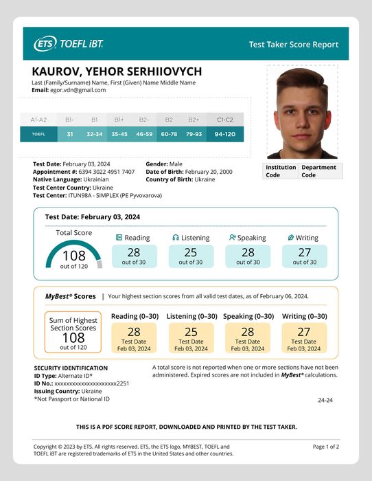 Сертифікований репетитор англійської: TOEFL iBT C1