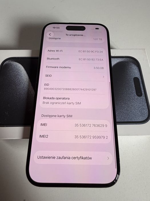 Bateria 95% iPhone 15 Pro 1TB Titanium Black