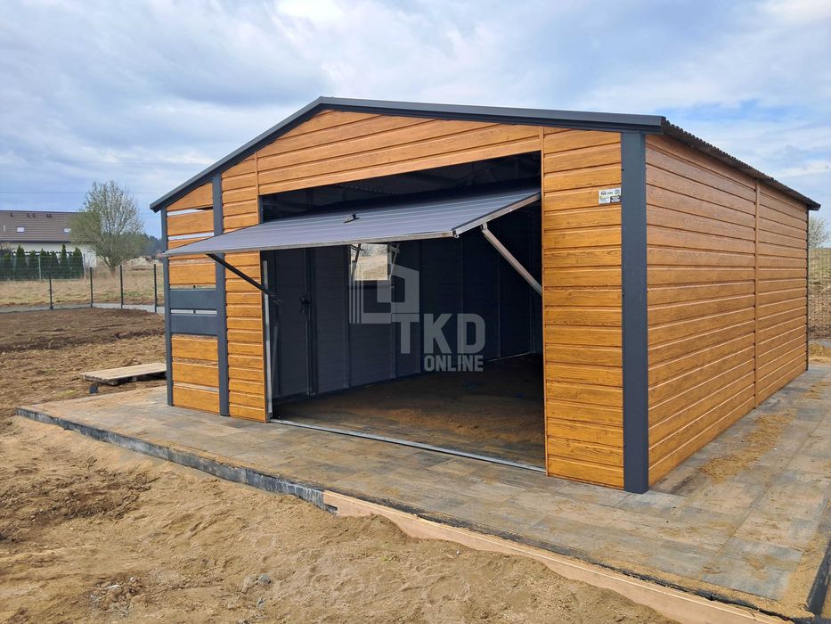 Garaż blaszany 4x5m + wiata 1x5m brama drzwi okno dach TKD269