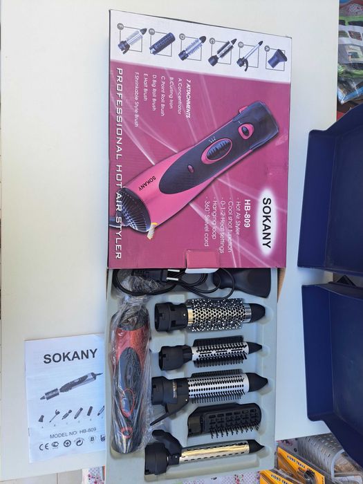 Escova Modeladora de Ar Quente SOKANY HB-809 – 7 Acessórios