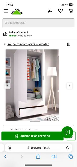 Armario branco essen 2 portas 2 gavetas