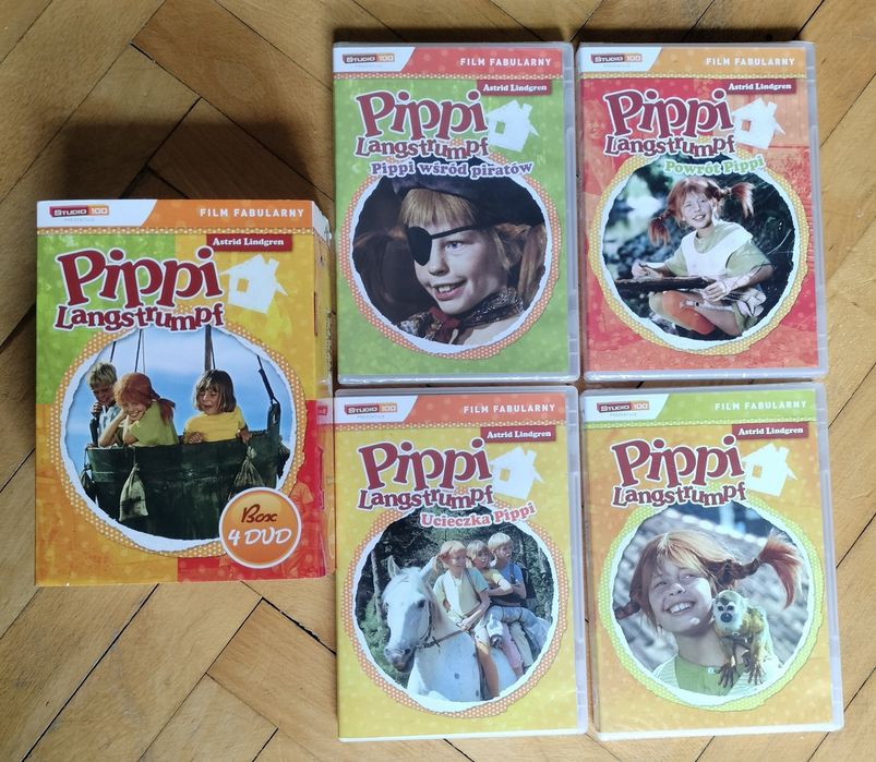 Kolekcja Pippi Langstrumpf BOX 4x DVD (3 filmy NOWE W FOLII)