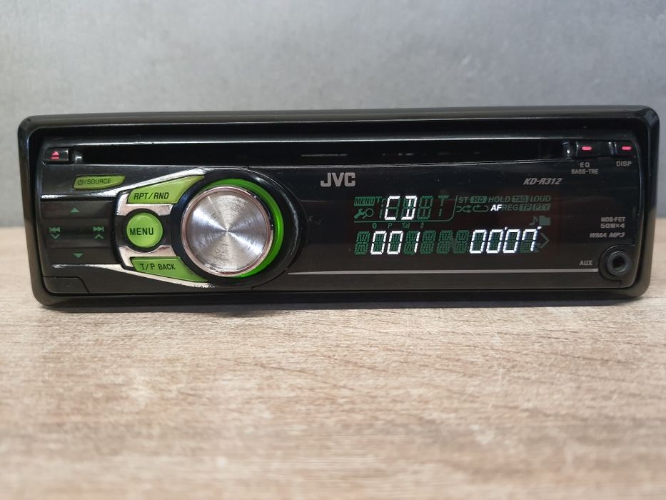 Radio samochodowe JVC / KD-G321 płyty CD z MP3, wejście AUX, 4x50W, Zielone podś. Komplet Fiat, Ford, Vw Volkswagen Skoda itd