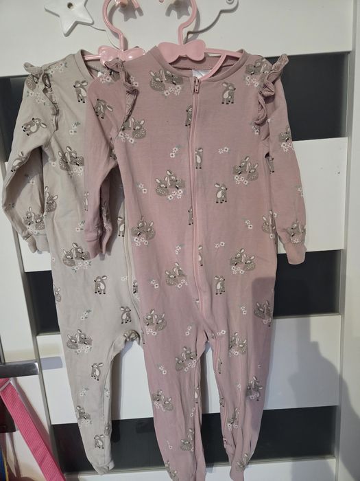 Śpioszki śpiochy pajacyk Kappahl sarenki sarny beż róż 86