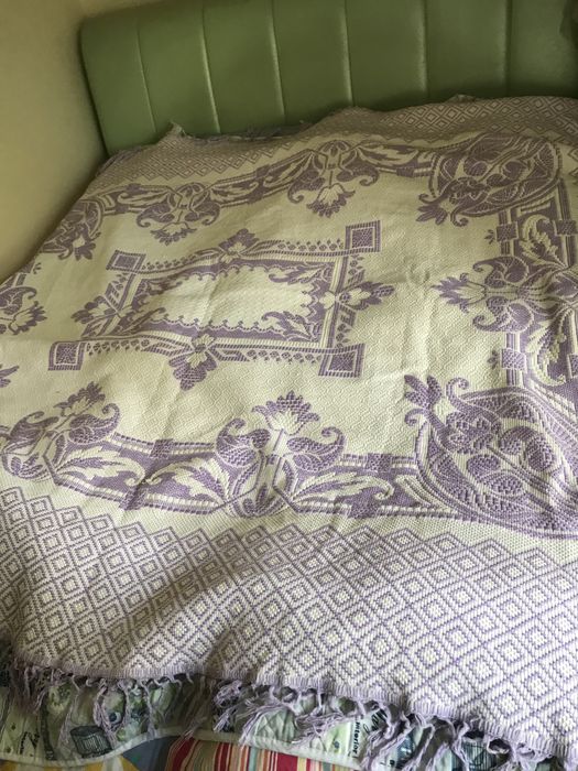 Покрывало вязанное шерстяное,хб плотное